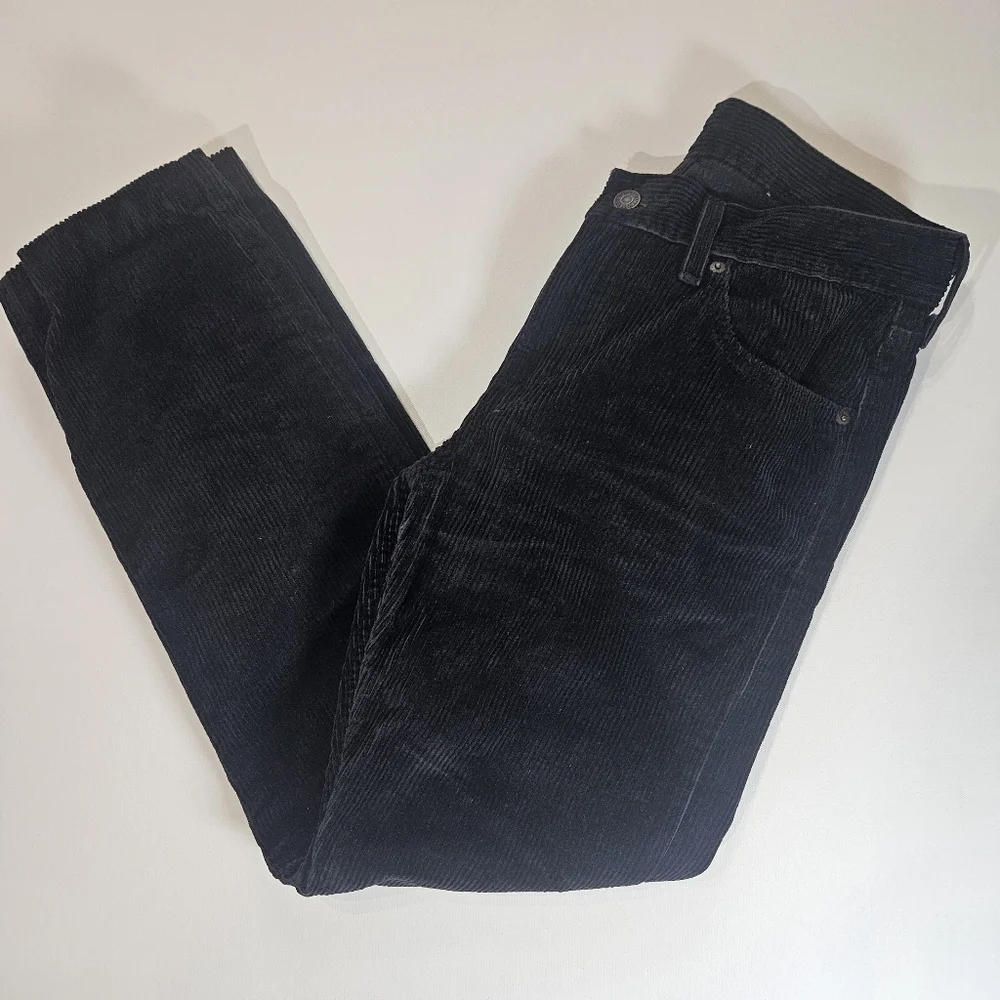 Levis Mens Jeans 28x38 Black Corduroy‎ Straight Leg Mid Rise Retro Goth Inspired